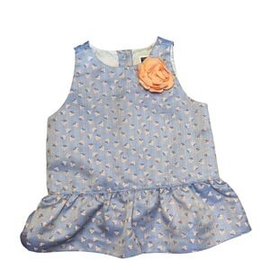 Janie and Jack Floral Tweed Peplum Top Periwinkle with 3D Flower Size Toddler 4